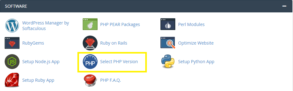 software section cpanel